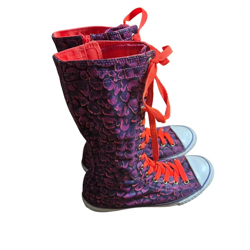 Converse Chuck Taylor All Star XX-Hi Sneakers 5 Purple Neon Leopard Knee High